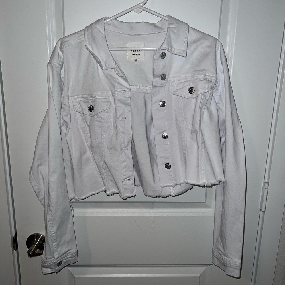 Crop white jean jacket